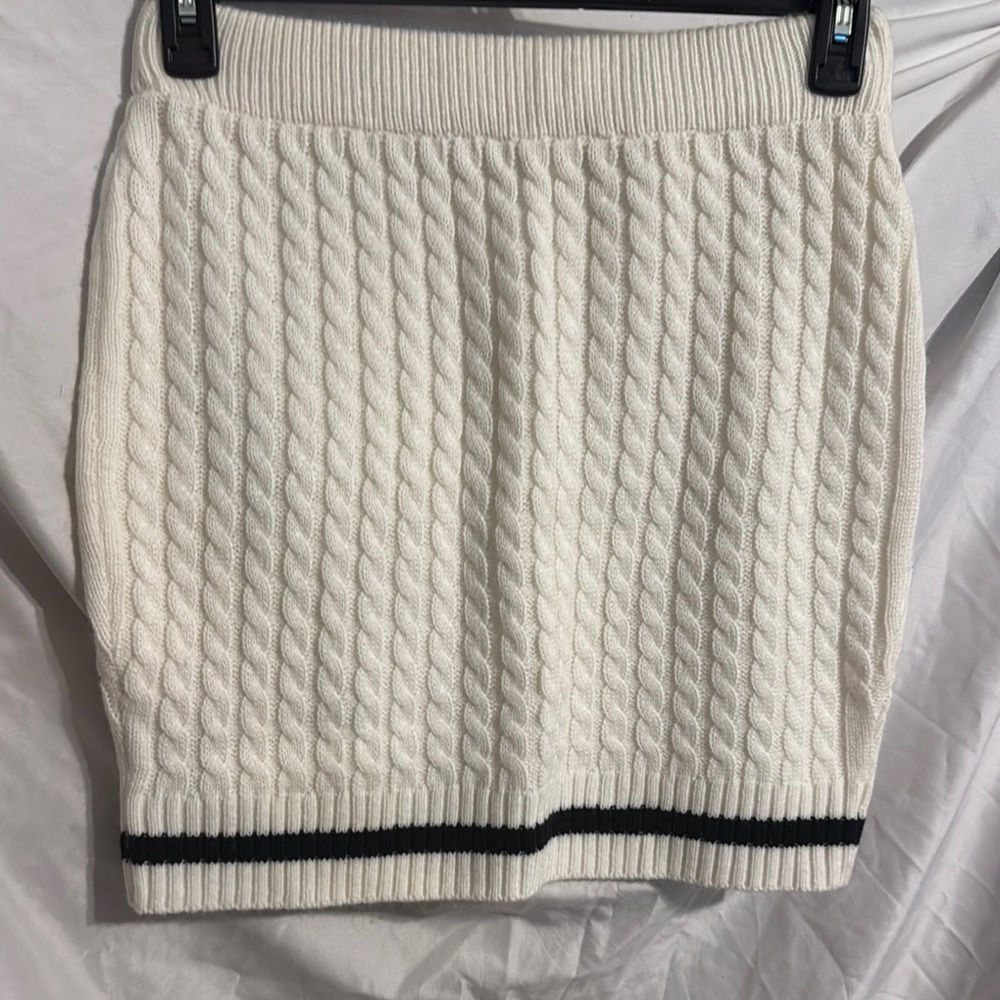 Cream Mini Ribbed Pencil Skirt for Work